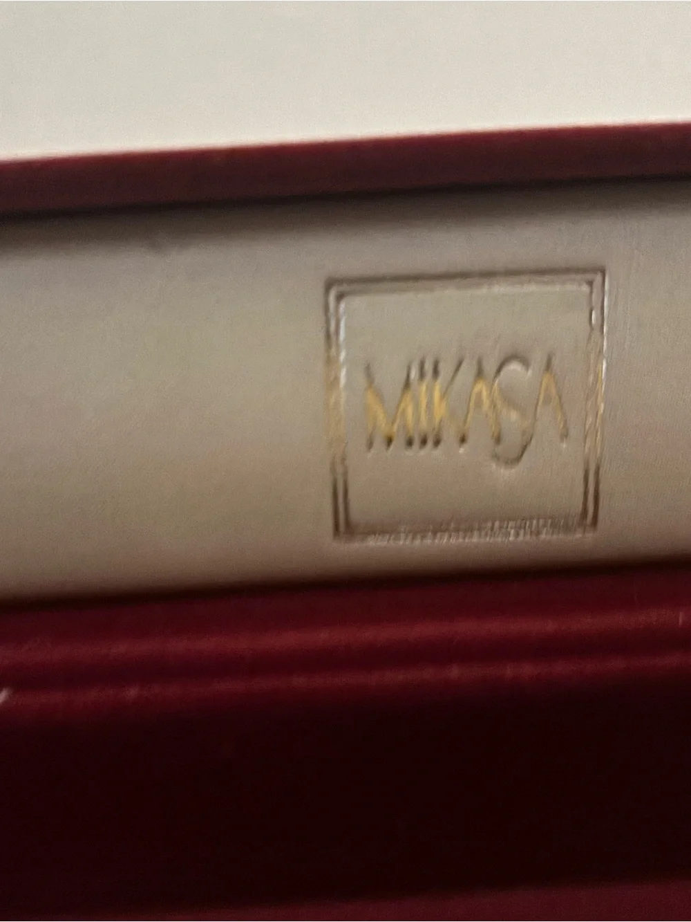 Mikasa Logo Embossed Box - Cream and Burgundy